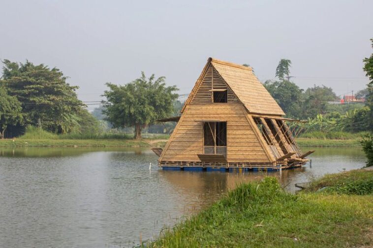 Casa flotante de bambú para luchar contra el cambio climático